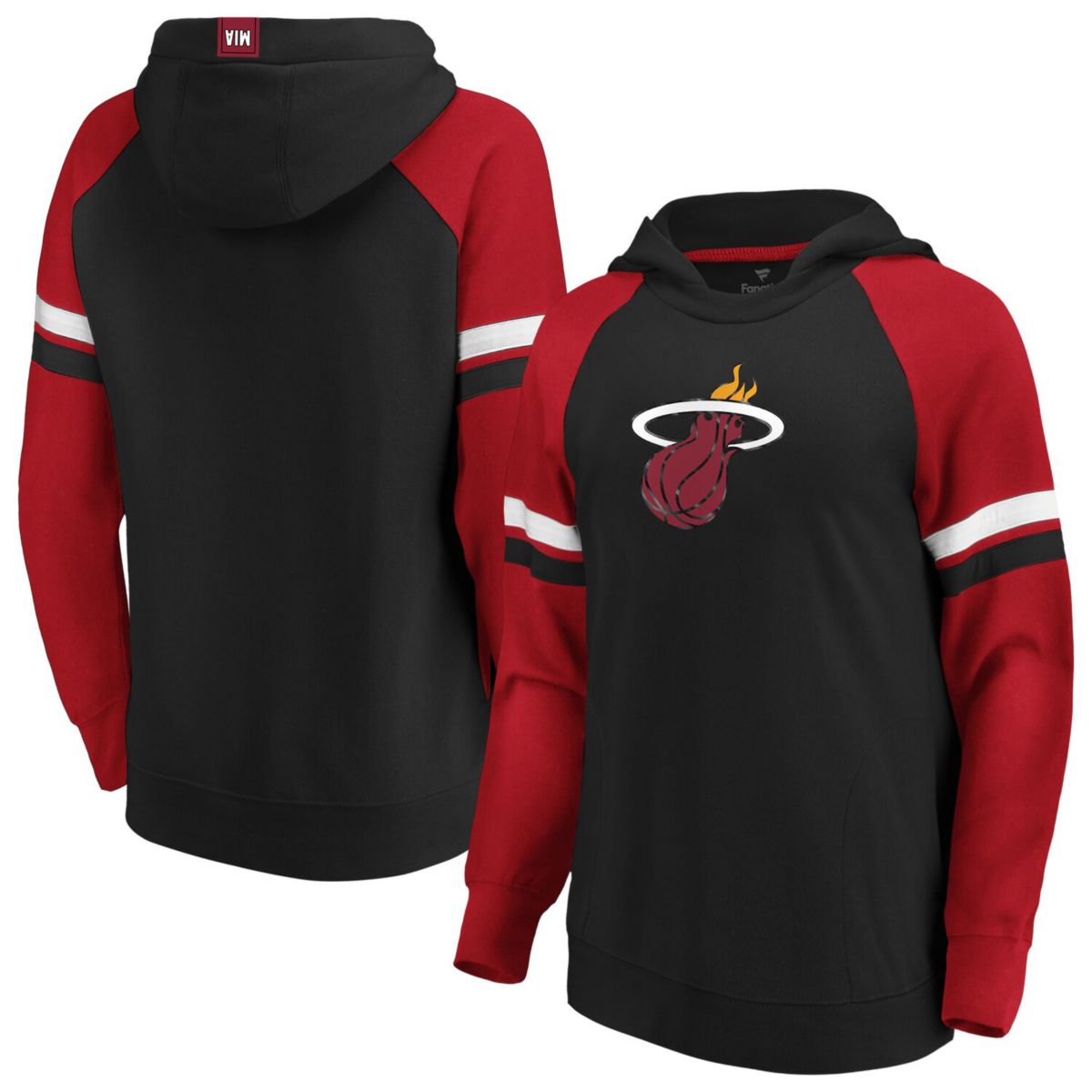 Женский пуловер с капюшоном с логотипом Fanatics Black / Cardinal Miami Heat Iconic Best in Stock Fanatics