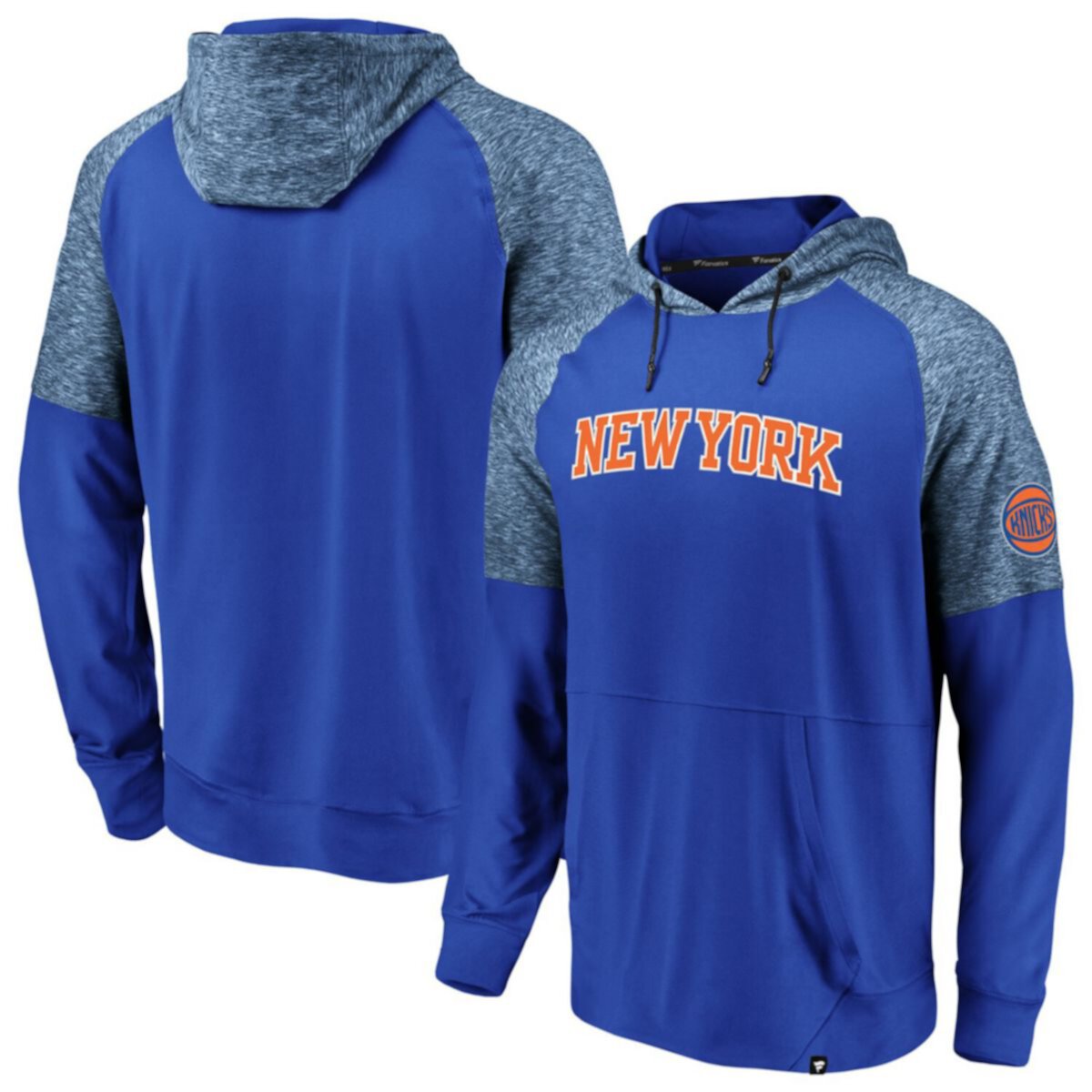 Синие мужские кроссовки New York Knicks с логотипом фанатиков Made to Move Статический пуловер с капюшоном и регланом Fanatics