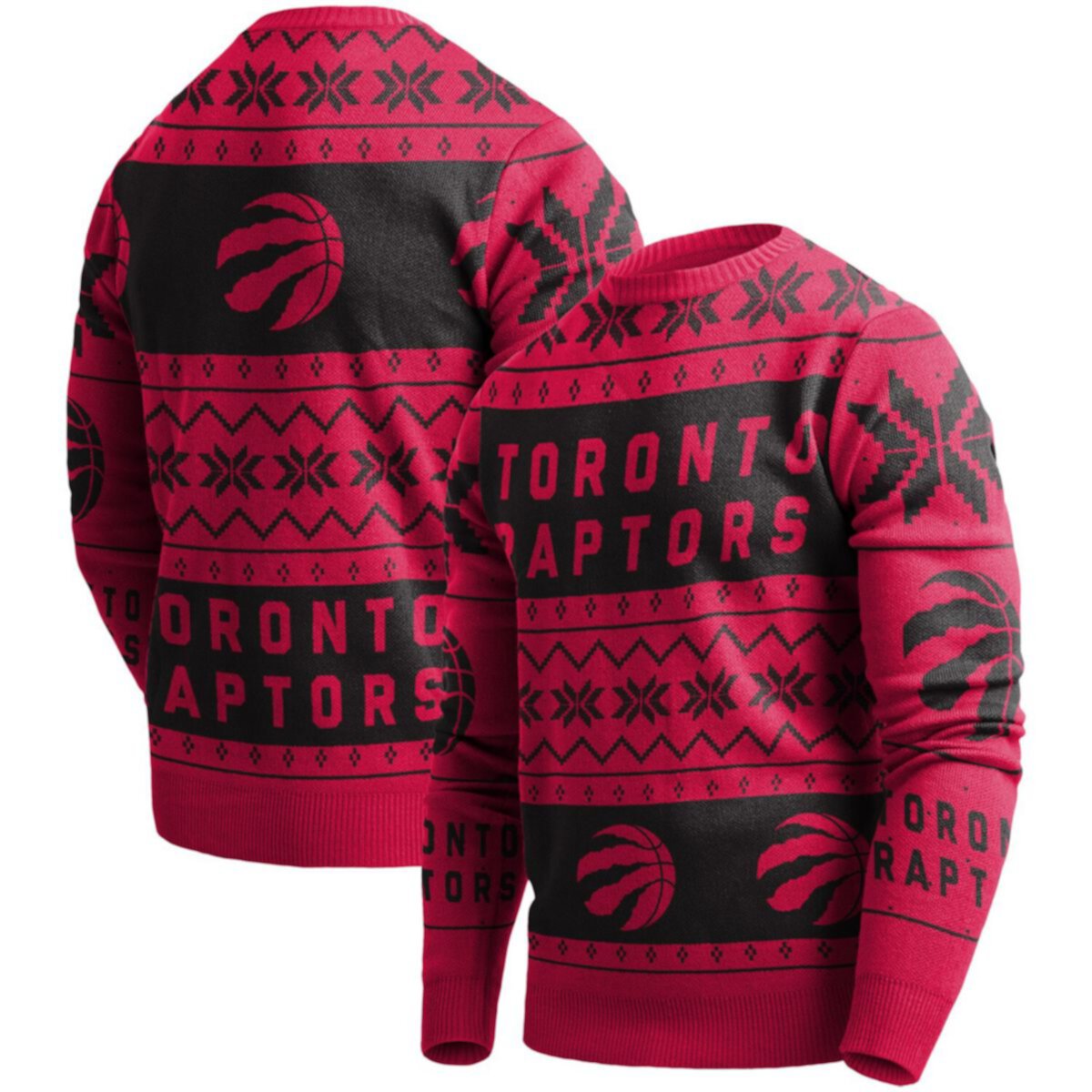 Men's Red Toronto Raptors Ugly Pullover Sweater Unbranded