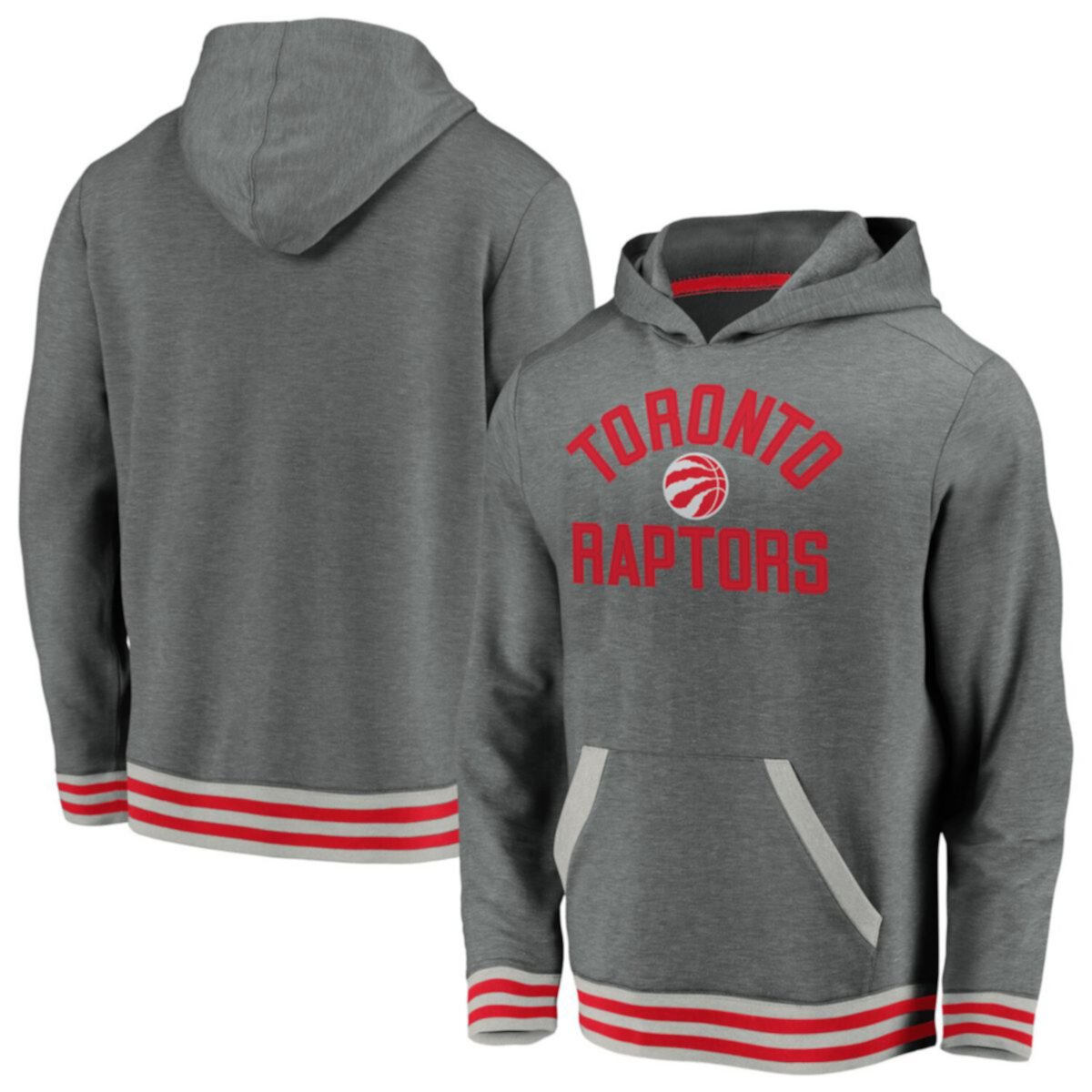 Мужской серый брендовый пуловер Fanatics Toronto Raptors True Classics с капюшоном для старшеклассников Fanatics