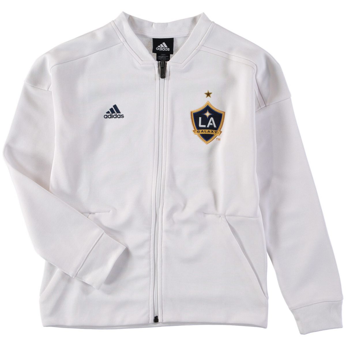 Белая молодежная куртка с молнией во всю длину adidas LA Galaxy Crest Anthem Adidas