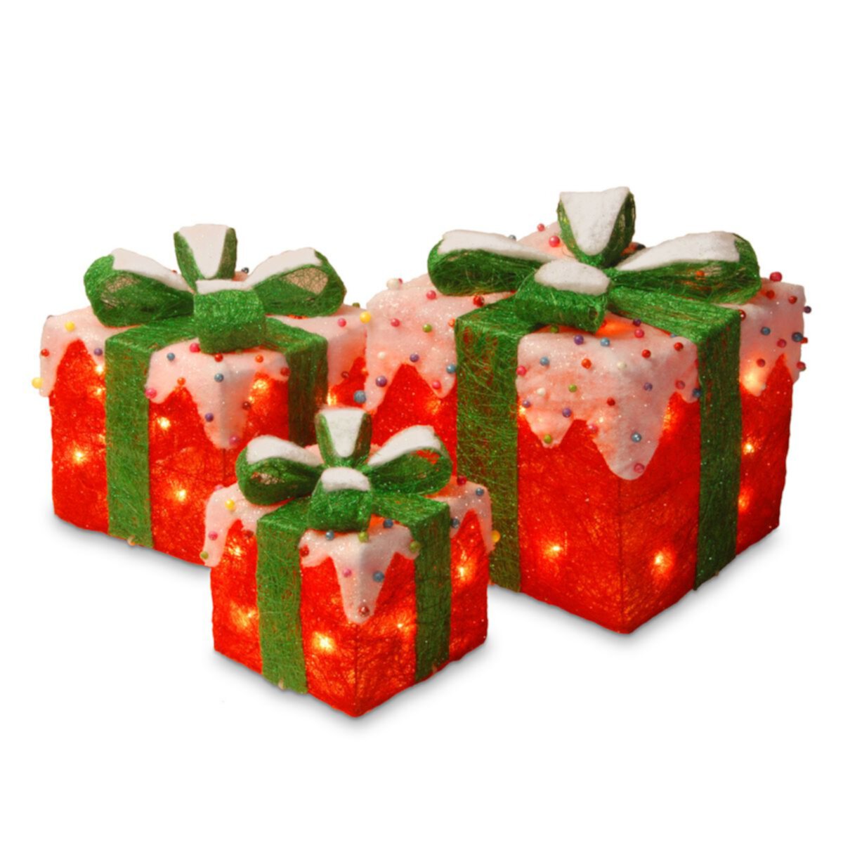 National Tree Company Red Christmas Gift Boxes Table Decor Set National Tree Company