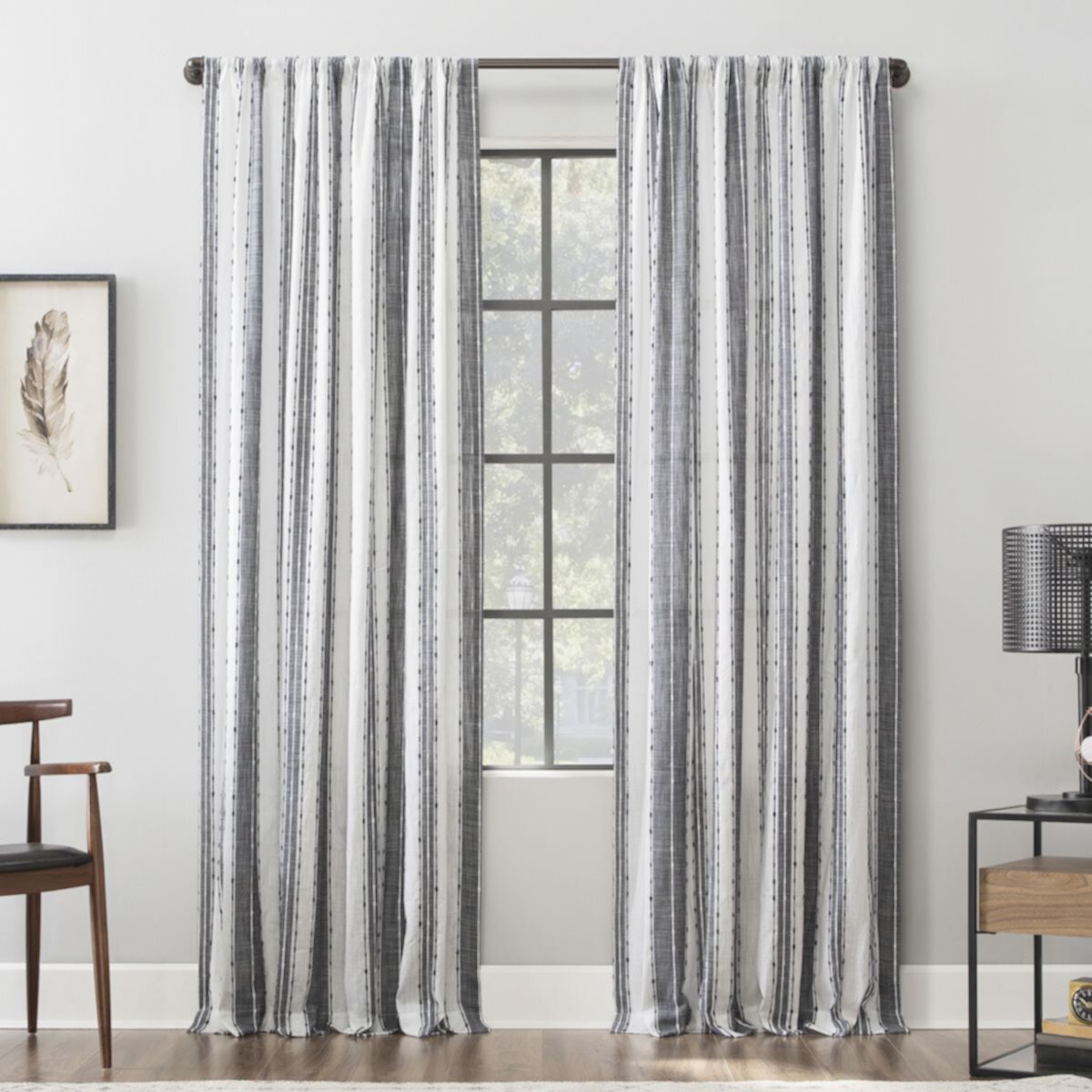 Заказать Шторы Archaeo Slub Stripe Semi-Sheer Rod Pocket Curtain Panel ...