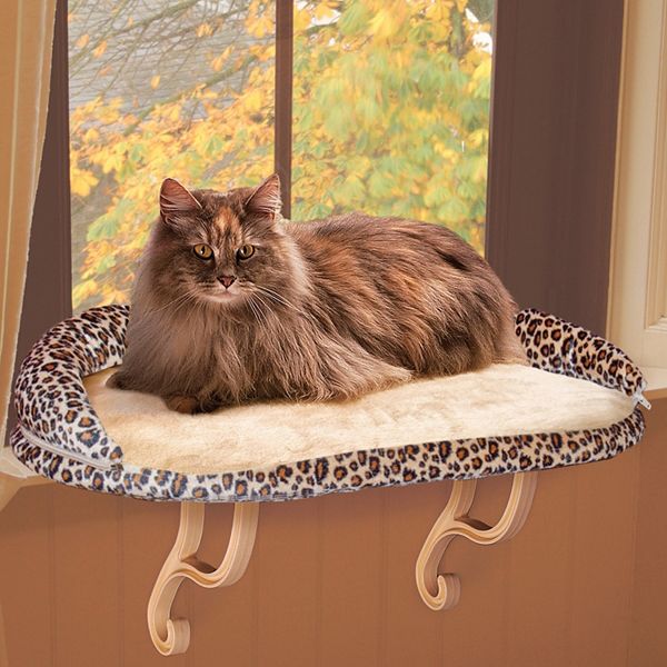 K&H Pet Leopard Deluxe Kitty Window Perch with Bolster K&H Pet