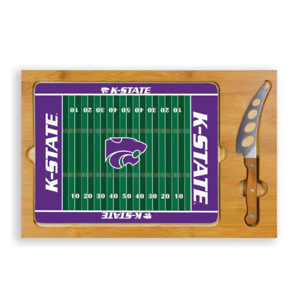 Набор ножей и разделочной доски со стеклянной столешницей Picnic Time Kansas State Wildcats Icon Picnic Time