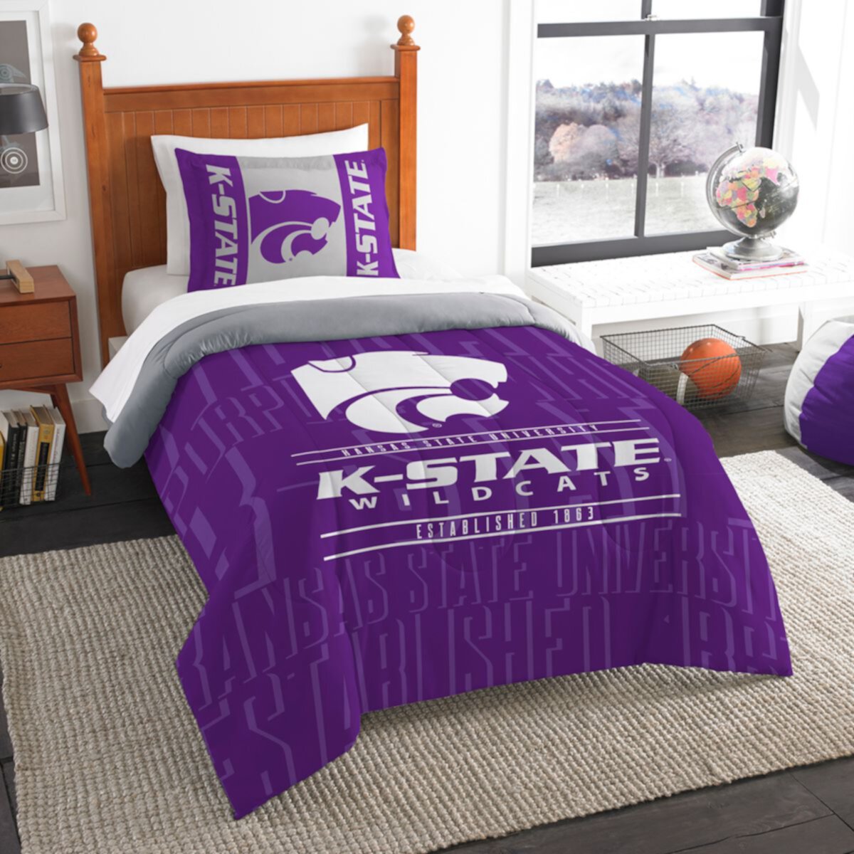 Комплект одеяла для близнецов Kansas State Wildcats Modern Take от The Northwest The Northwest