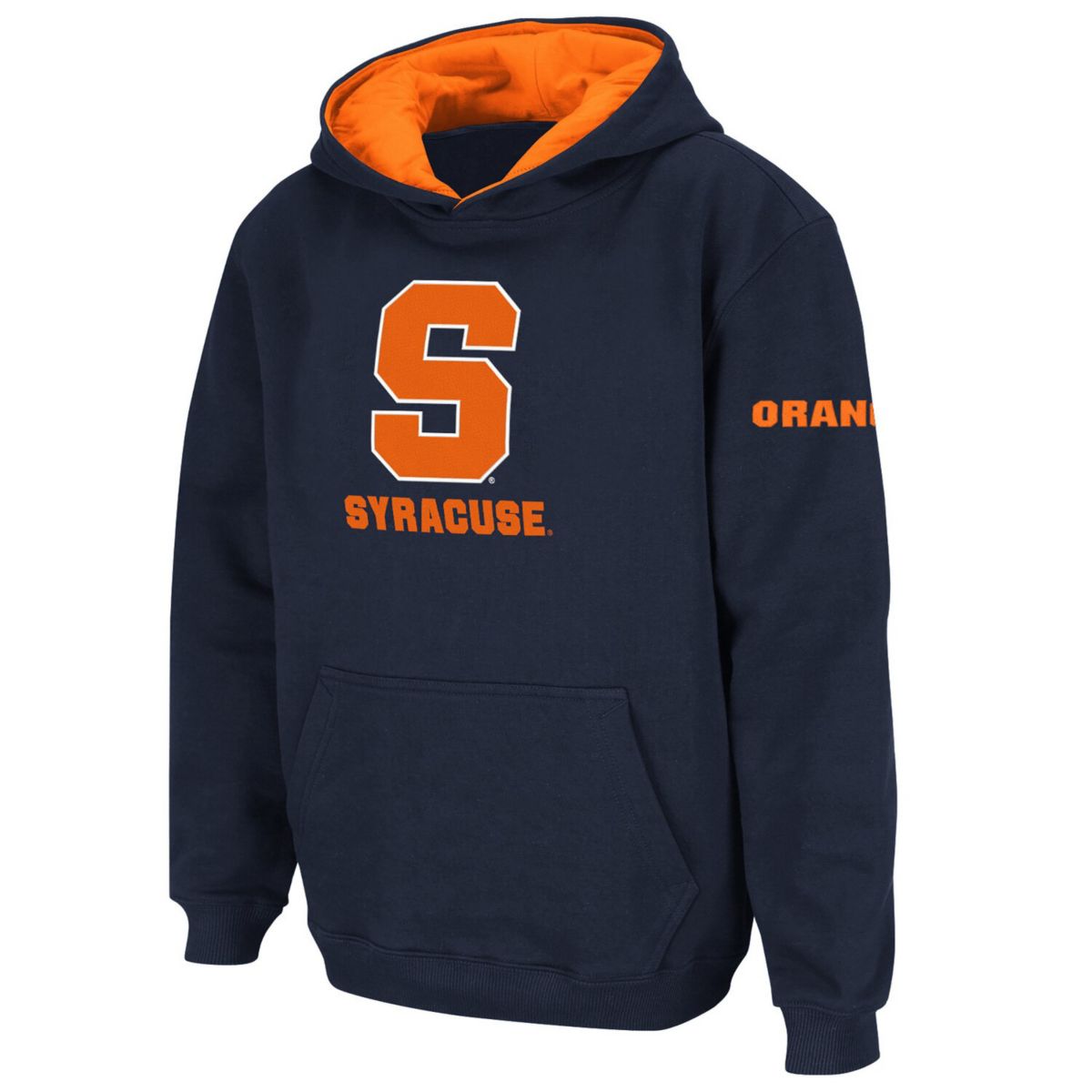 Спортивная темно-синяя толстовка с капюшоном и оранжевым логотипом Youth Stadium Syracuse Unbranded