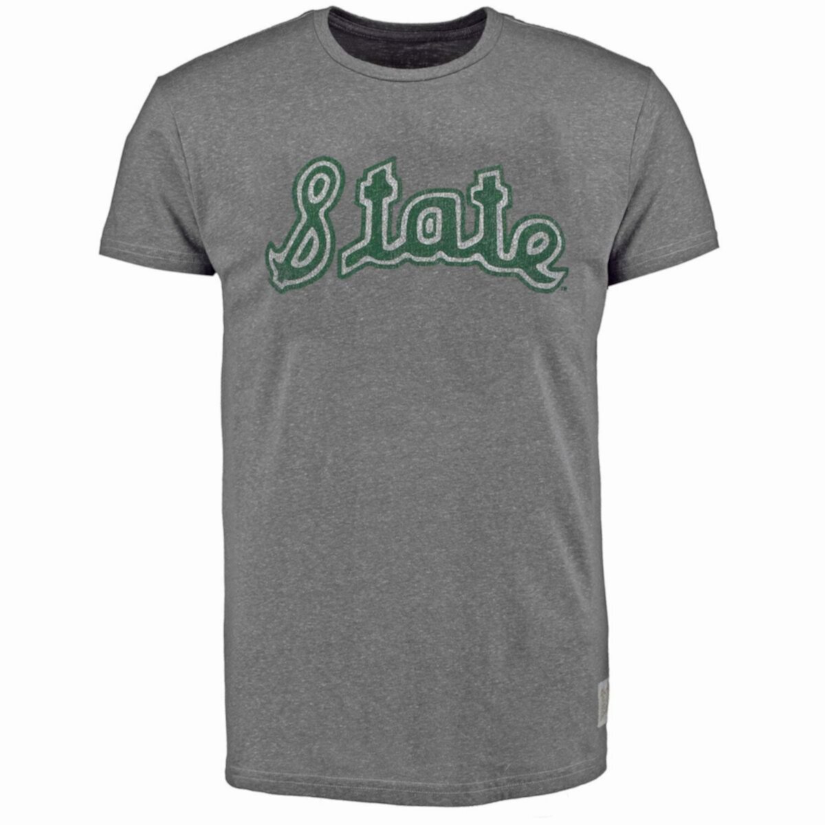 Мужская оригинальная серая футболка в стиле ретро с рисунком в стиле ретро Michigan State Spartans Vintage Tri-Blend Original Retro Brand