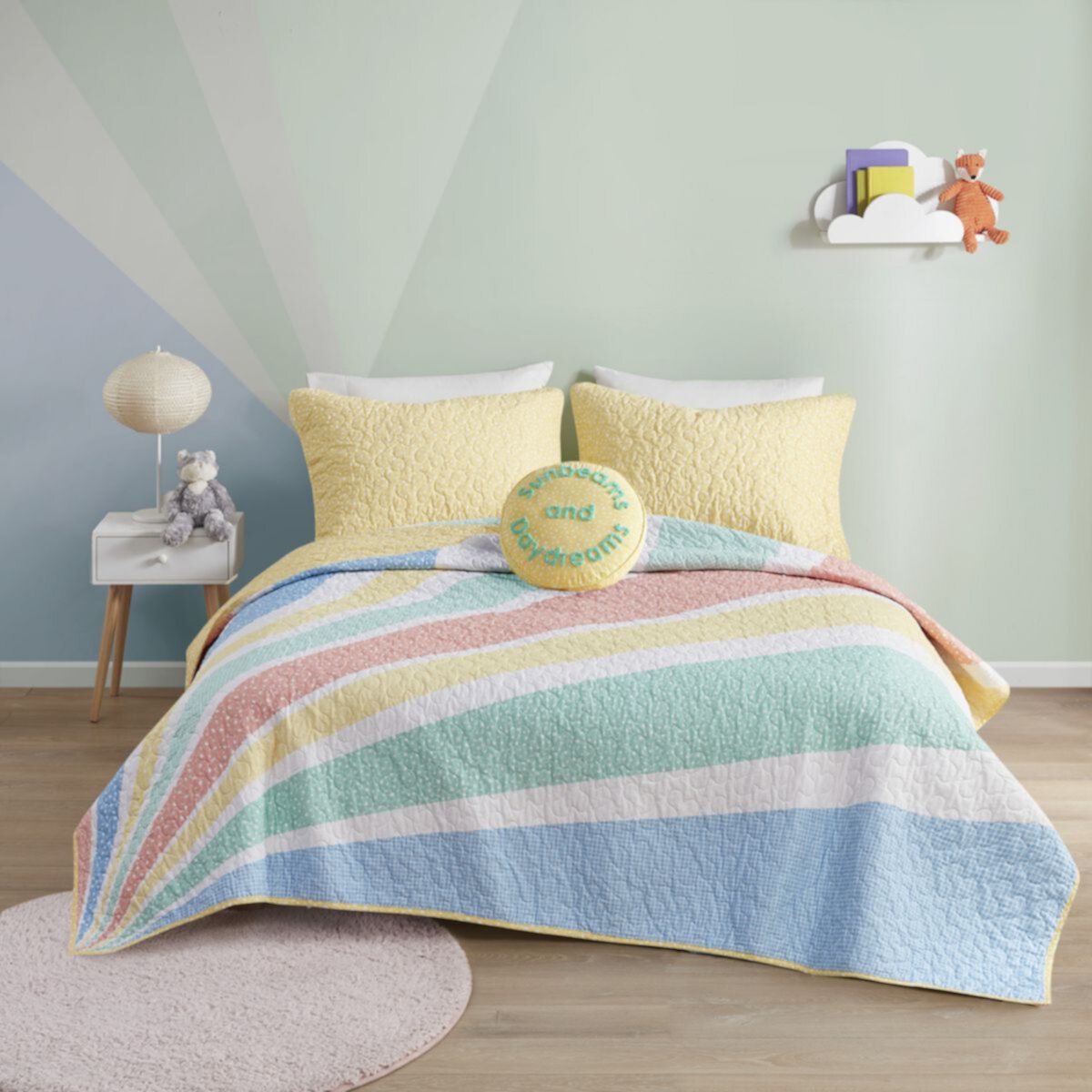 Urban Habitat Kids Jessie Rainbow Sunburst Двусторонний хлопковый комплект одеял с декоративной подушкой Urban Habitat