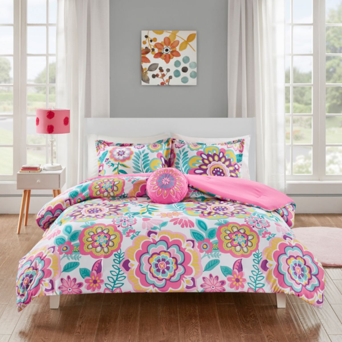 Комплект одеяла с цветочным принтом Mi Zone Corinne и декоративной подушки Mi Zone