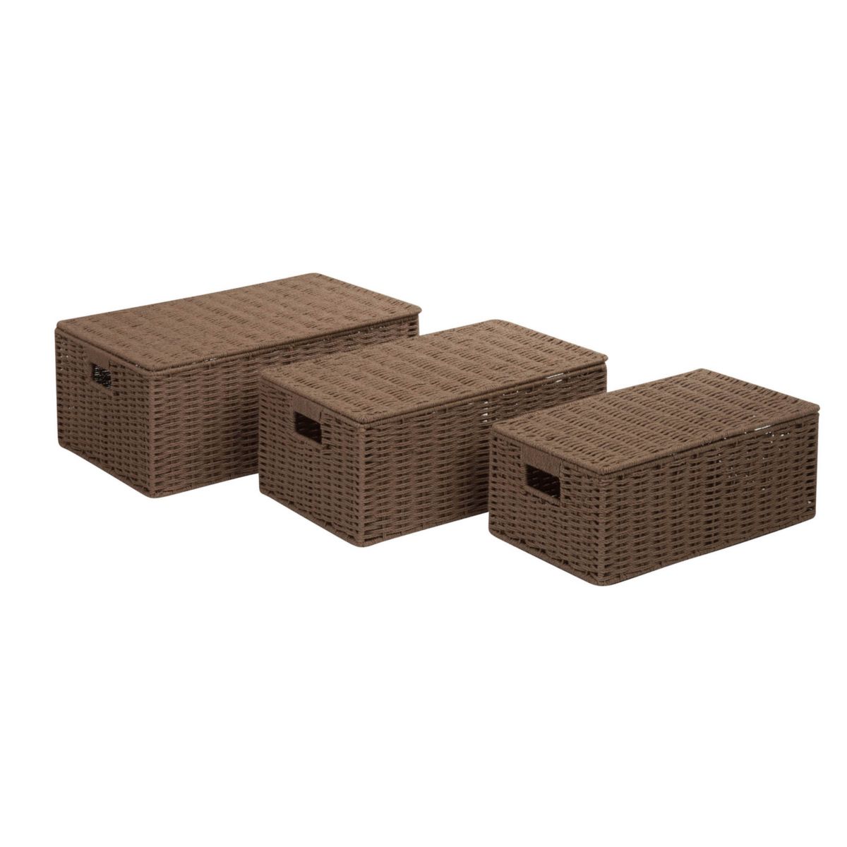 Honey-Can-Do Set of 3 Brown Parchment Cord Storage Box Set Honey-Can-Do