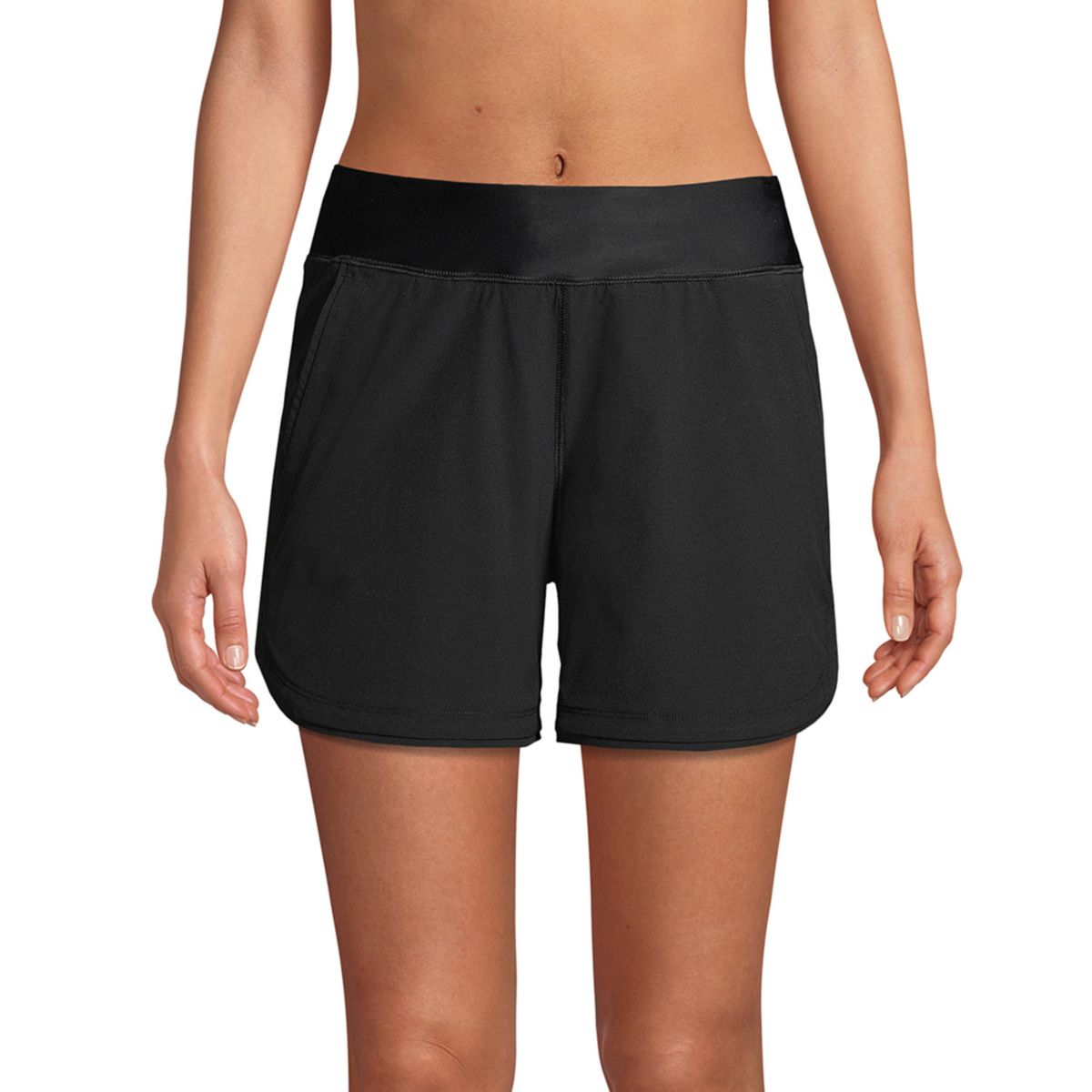 Женские модели Lands End Curvy Fit 5&#34; Быстросохнущие шорты для плавания с эластичной резинкой на талии Lands' End