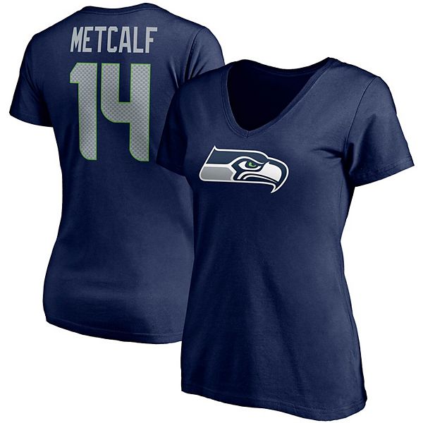 Женская футболка Fanatics Branded DK Metcalf с графикой Seattle Seahawks и V-образным вырезом из 100% хлопка NFL