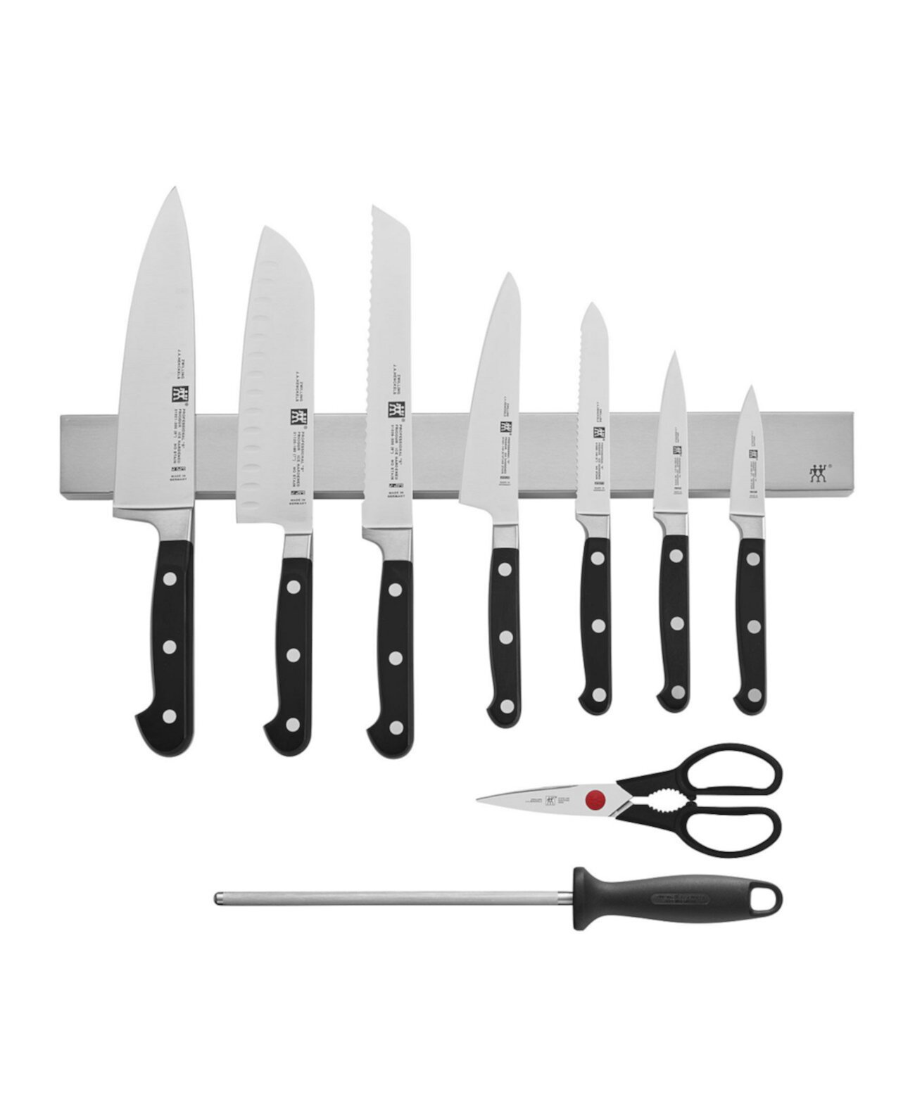 ZWILLING Professional S 10 Piece Knife Set with 17.5" Stainless Magnetic Knife Bar J.A. Henckels