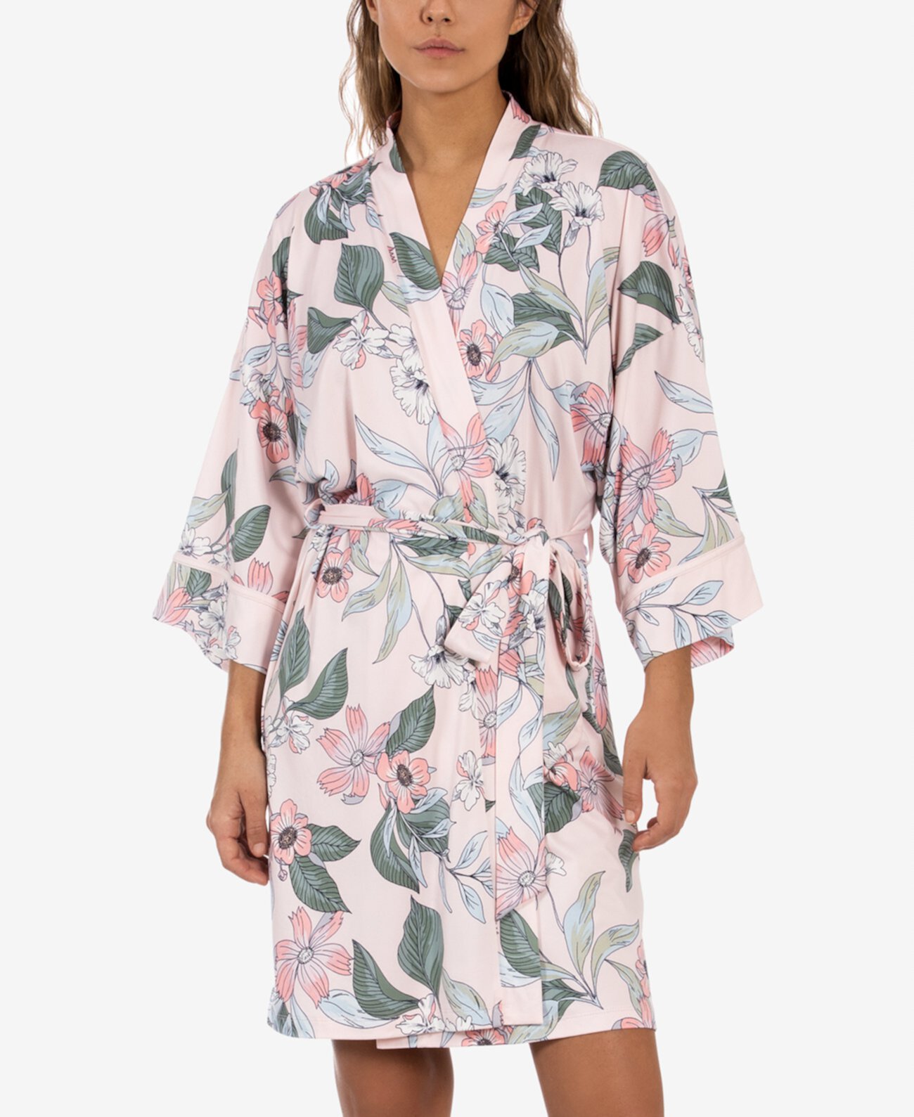 Vivienne Floral-Print Wrap Robe Linea Donatella
