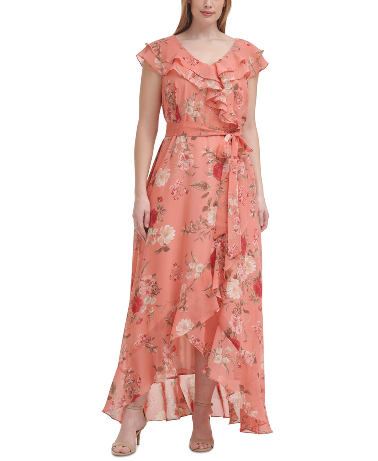 Платье больших размеров с цветочным принтом и оборками Jessica Howard