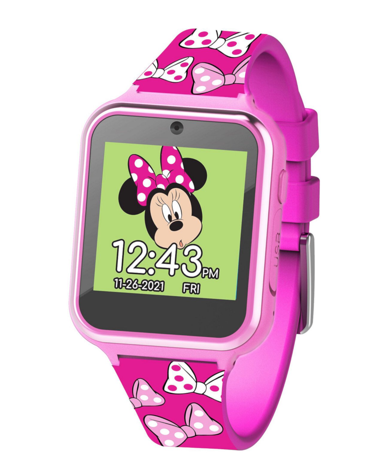 Детские умные часы с сенсорным экраном Минни Маус с розовым силиконовым ремешком, 46 мм x 41 мм ACCUTIME