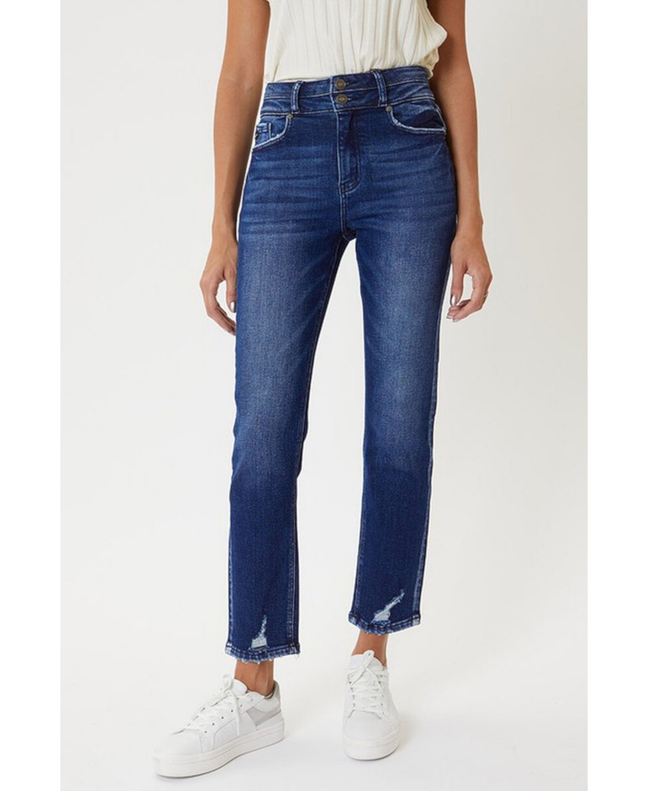 Женские узкие прямые джинсы с высокой посадкой Kancan