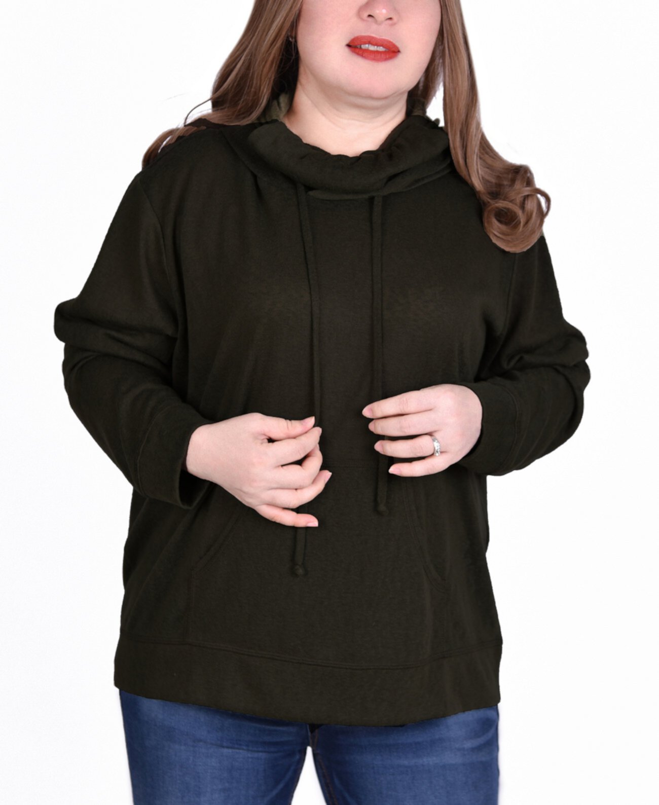 Женская худи большого размера с длинным рукавом Burnout NY Collection