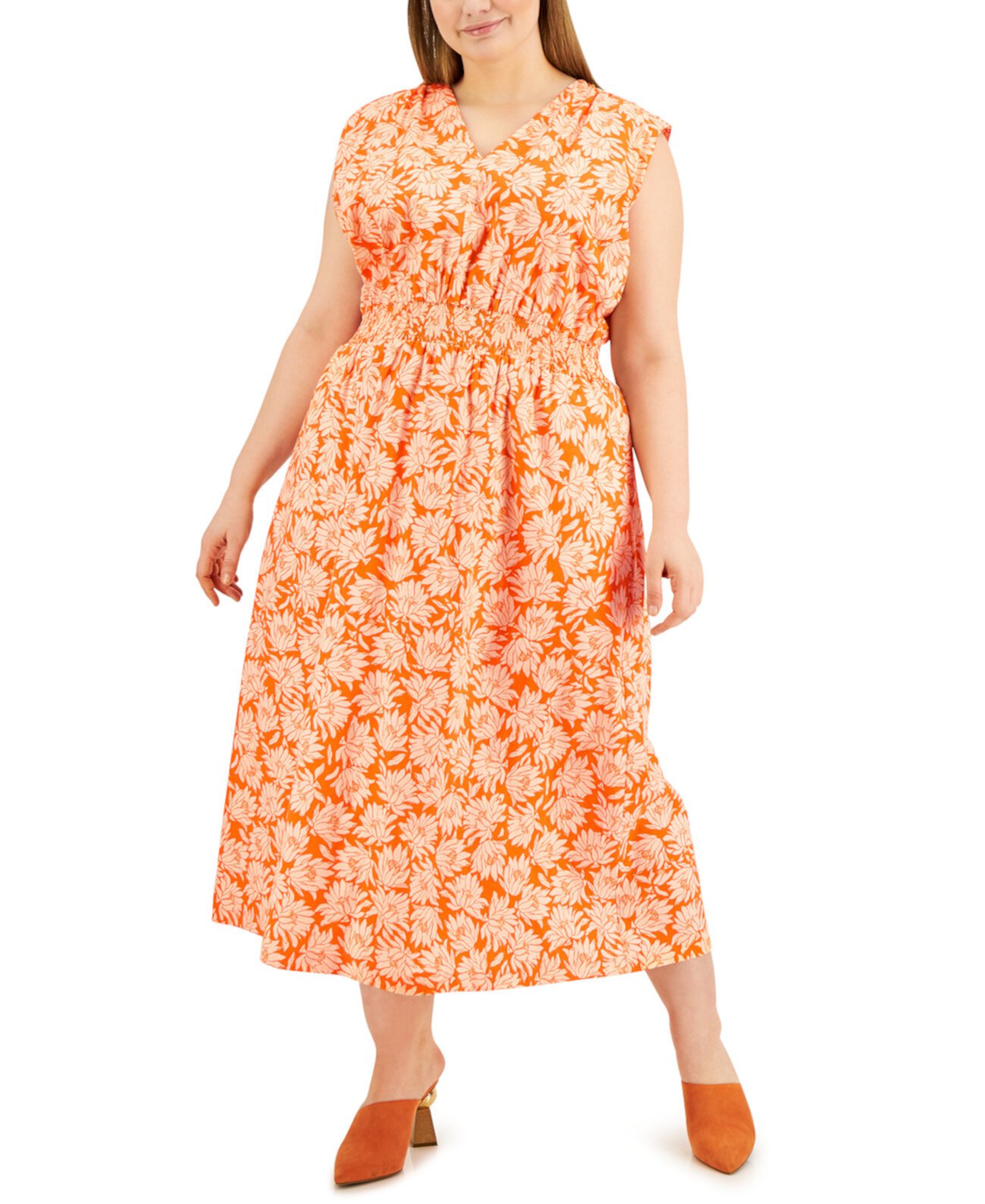 Платье миди большого размера с принтом и присборенной талией, созданное для Macy's Alfani