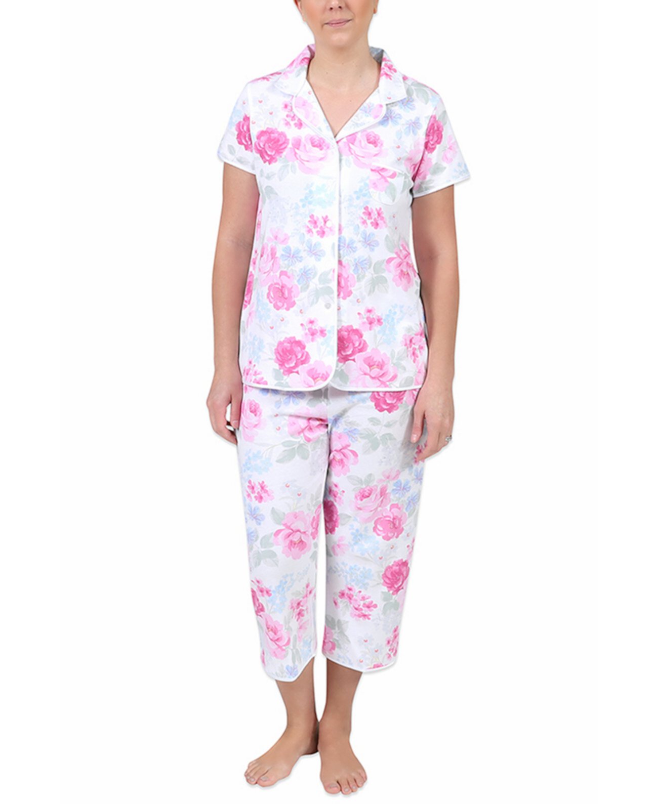 Комплект укороченных пижамных штанов с цветочным принтом Miss Elaine
