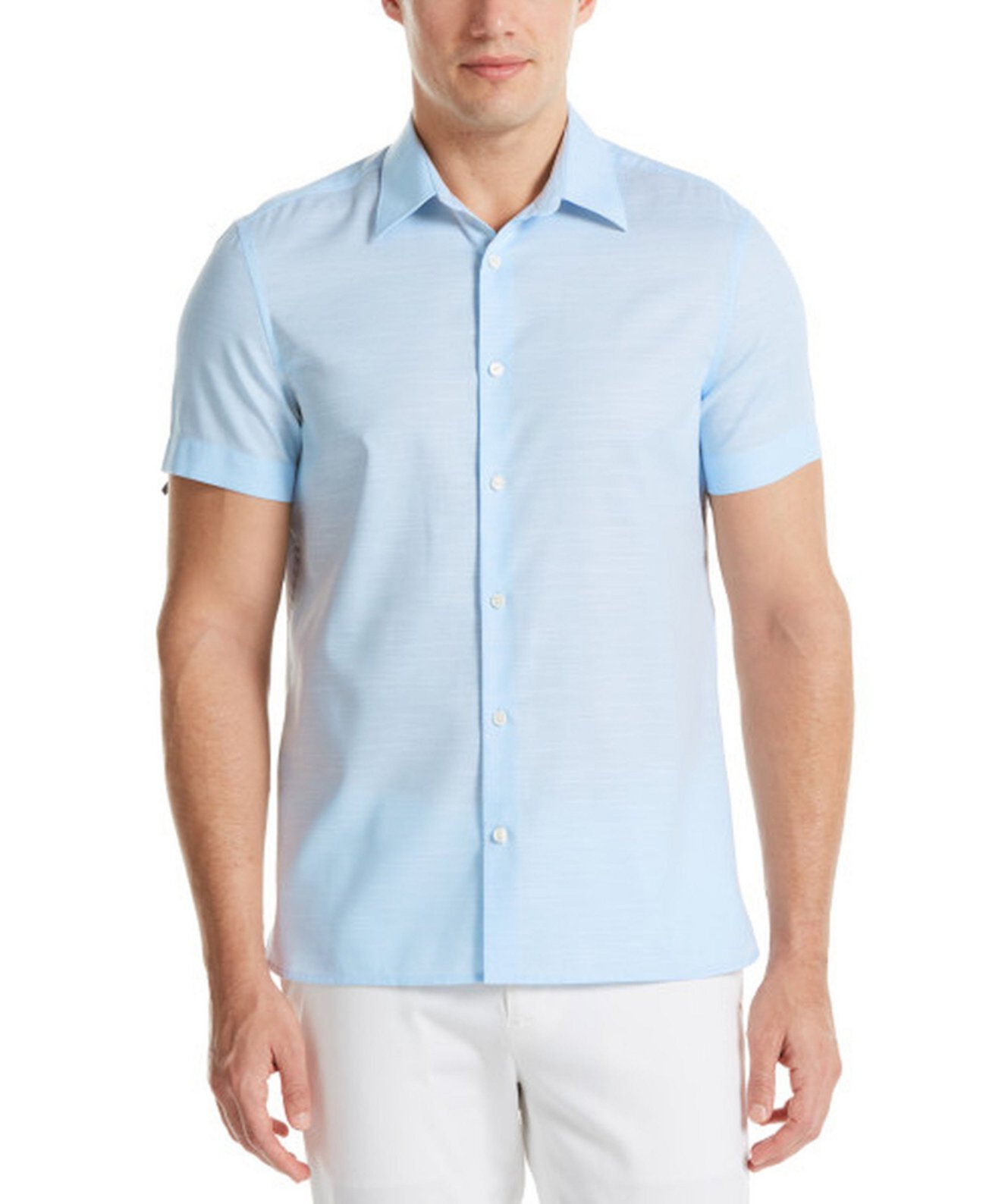 Men's Solid Dobby Texture Short Sleeve Button-Down Shirt Perry Ellis