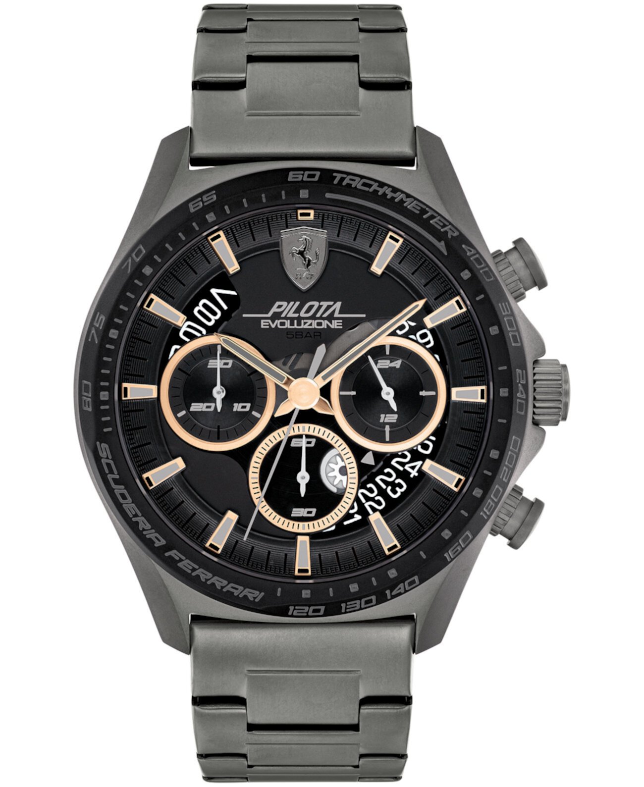 Мужские часы-хронограф Pilota Evo в сером цвете с браслетом из нержавеющей стали, 44 мм Ferrari