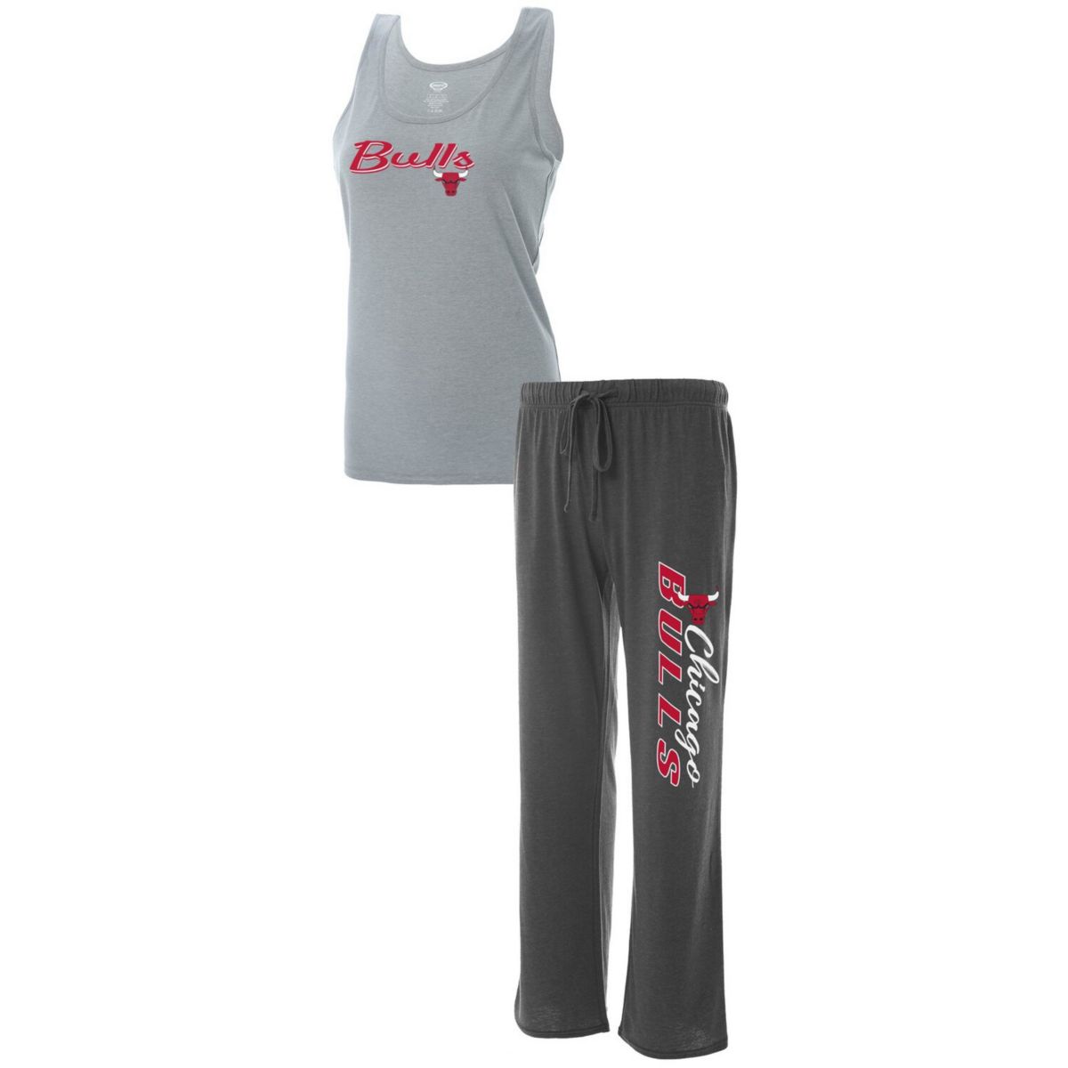 Женские концепции Спорт Серый с перламутром / Темно-серый цвет с перьями Chicago Bulls Плюс размер Майка и брюки Комплект для сна Unbranded