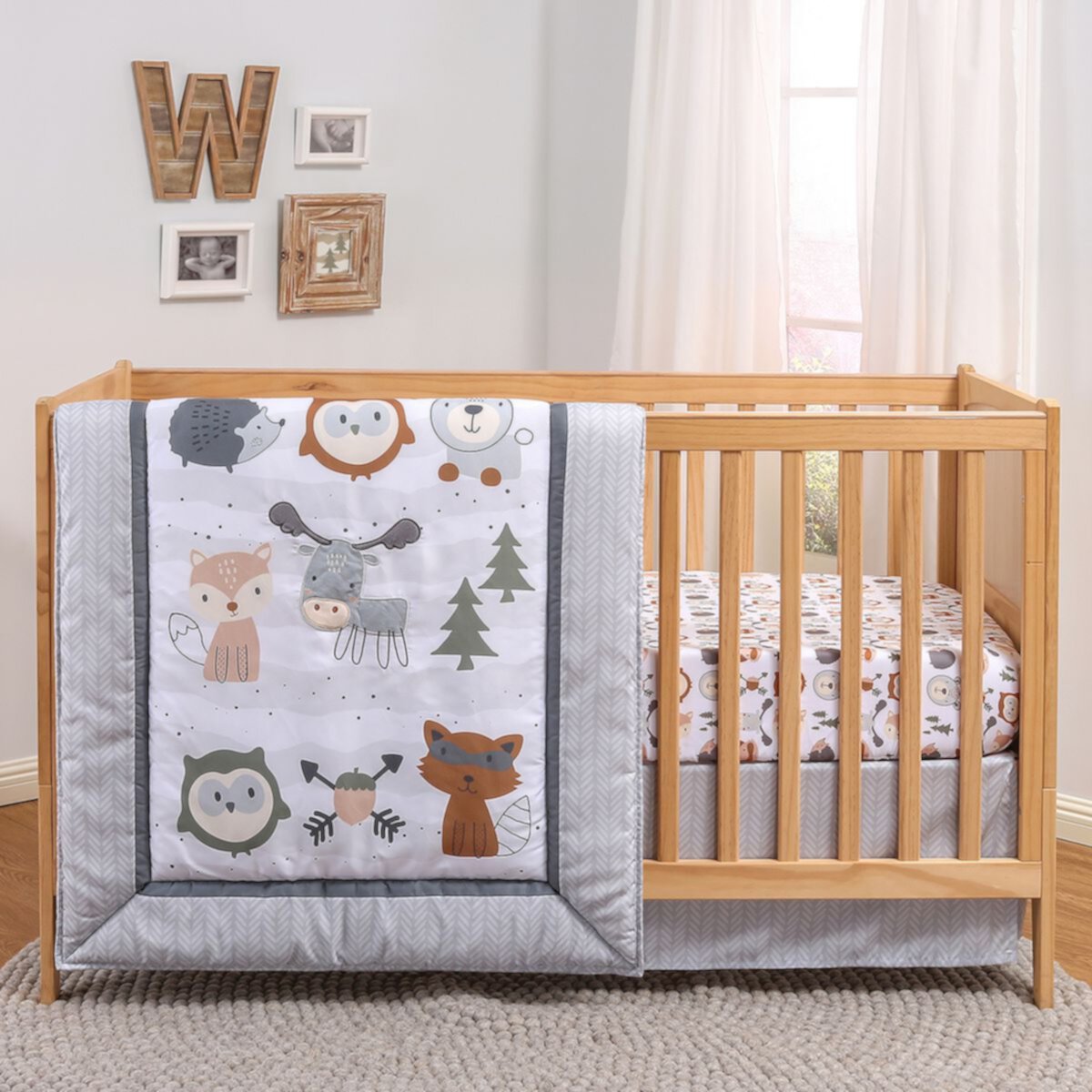 Детское постельное бельё The Peanutshell Woodland Walk 3 Piece Crib Bedding Set The Peanutshell