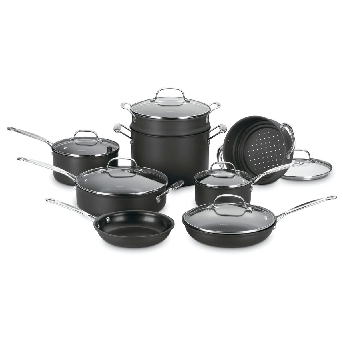 Cuisinart® 14-шт. Набор классической жестко анодированной посуды с антипригарным покрытием от шеф-повара Cuisinart