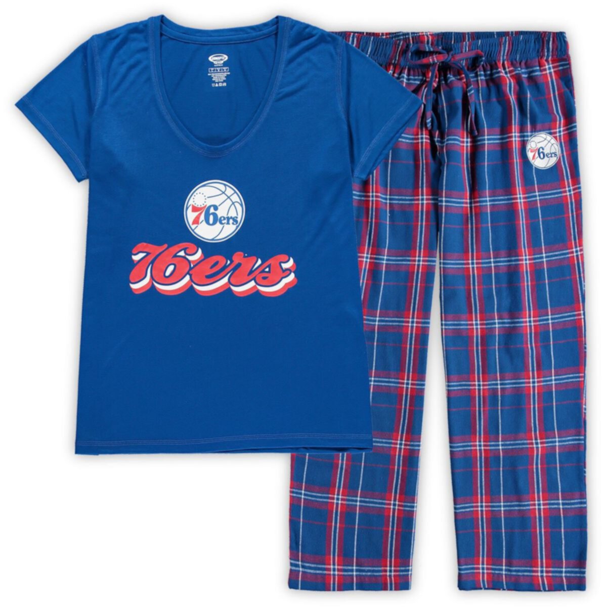 Women's Concepts Sport Royal/Red Philadelphia 76ers Plus Size Ethos T-Shirt & Pants Sleep Set Unbranded