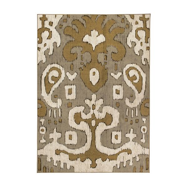 Противоскользящий водоотталкивающий коврик Ochre Ikat, машинная стирка, толщина 0,6 см My Magic Carpet