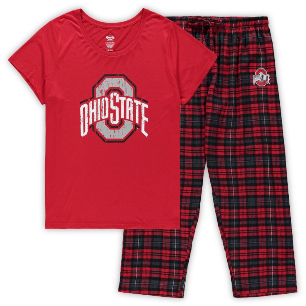 Женские концепции Sport Scarlet Ohio State Buckeyes Плюс размер Ethos Футболка и брюки Комплект для сна Unbranded
