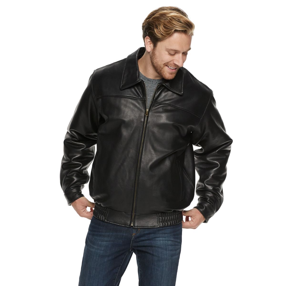 Мужская винтажная кожаная куртка-бомбер из кожи ягненка Vintage Leather