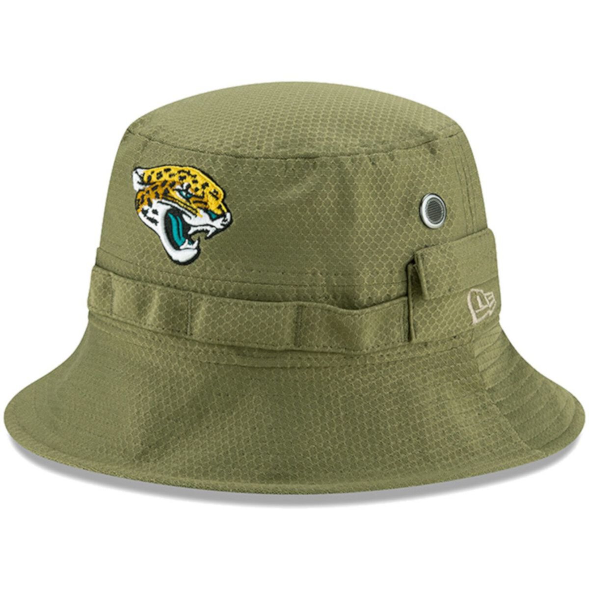 Men's New Era Olive Jacksonville Jaguars 2019 Salute to Service Sideline Adventure Bucket Hat New Era