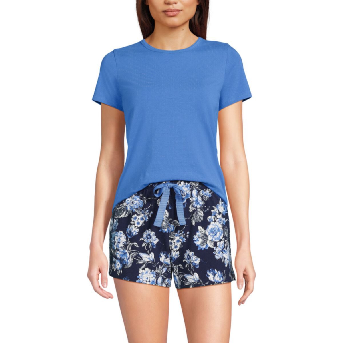 Женская Пижама Lands' End Knit Pajama Tee and Pajama Shorts Sleep Set Lands' End