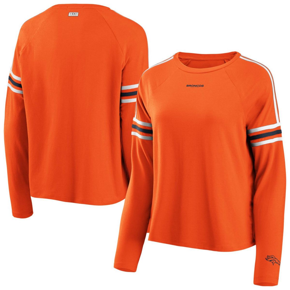 Женская одежда от Erin Andrews Оранжевая футболка с длинным рукавом в контрастную полоску Denver Broncos Unbranded