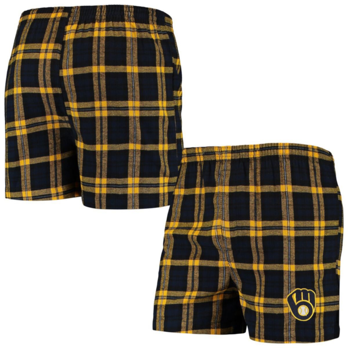 Men's Concepts Sport Navy Milwaukee Brewers Parkway Flannel Boxer Shorts Unbranded