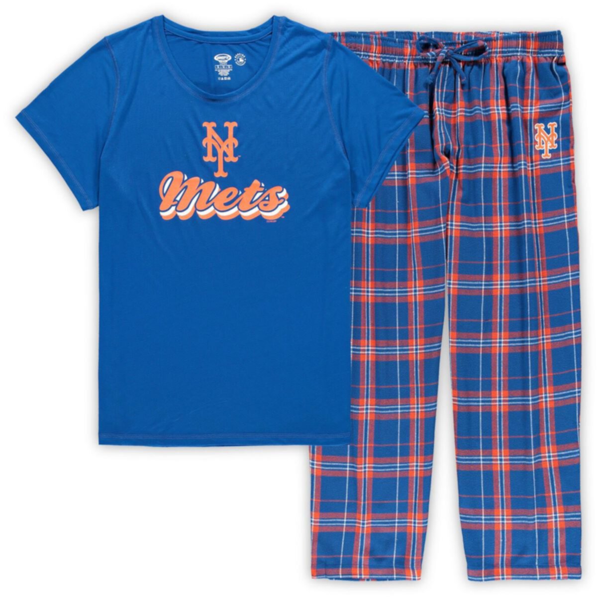 Women's Concepts Sport Royal New York Mets Plus Size T-Shirt and Flannel Pants Sleep Set Unbranded