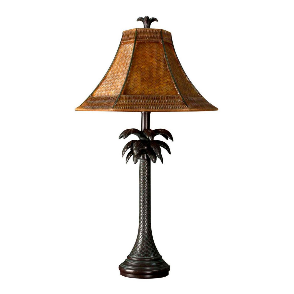 Настольная лампа French Verdi, темно-коричневая отделка и абажур из плетеного ротанга коричневого цвета Unbranded