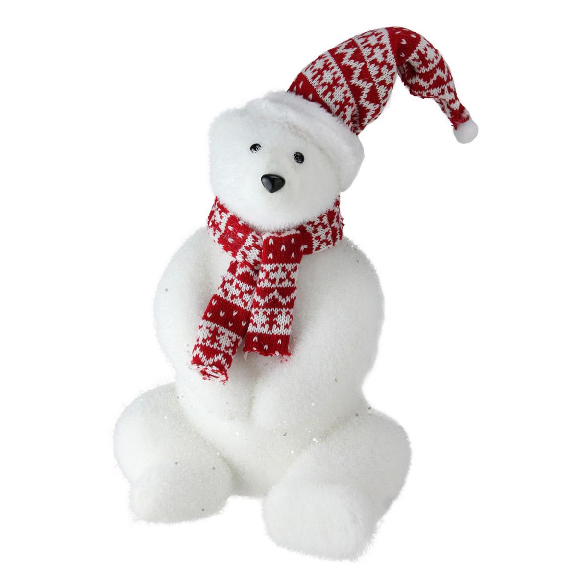 Белый медведь с сезонными блестками Northlight в северной шляпе и шарфе Northlight