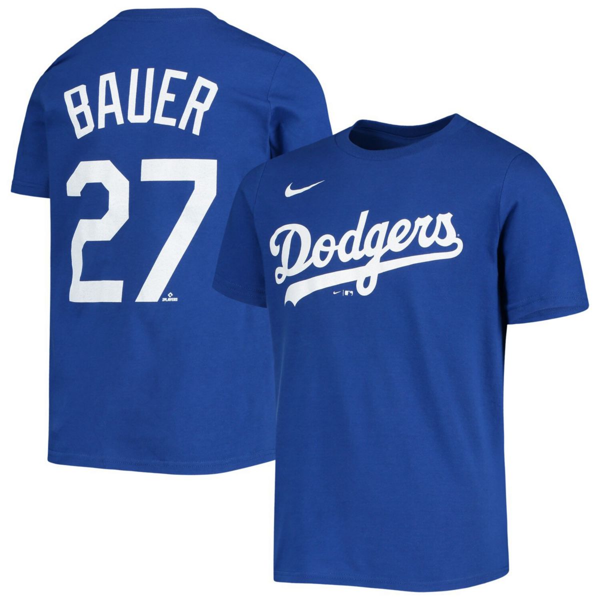 Молодежная футболка Nike Trevor Bauer Royal Los Angeles Dodgers с именем и номером игрока Nike