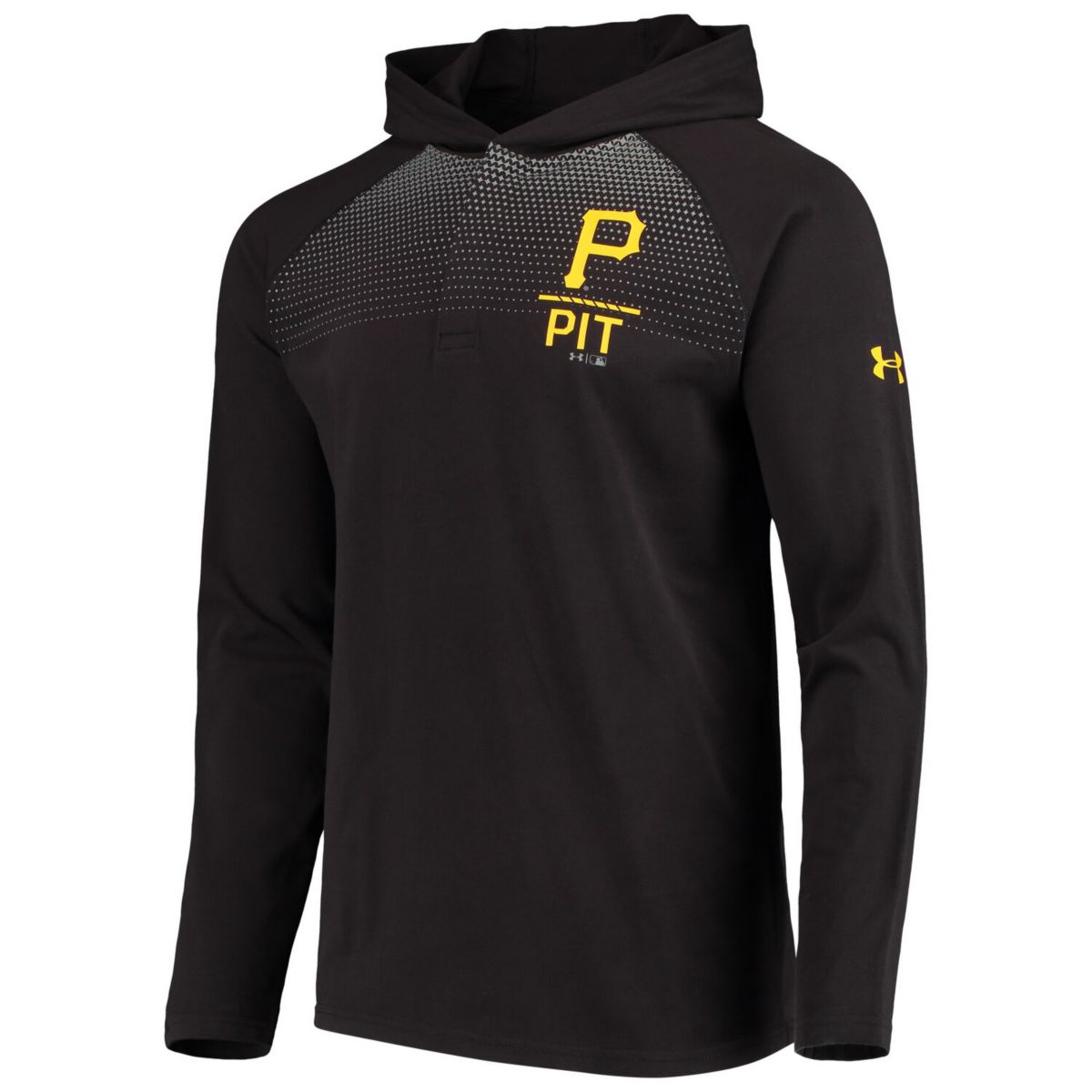 Men's Under Armour Black Pittsburgh Pirates Henley Performance Raglan Tri-Blend Pullover Hoodie Under Armour