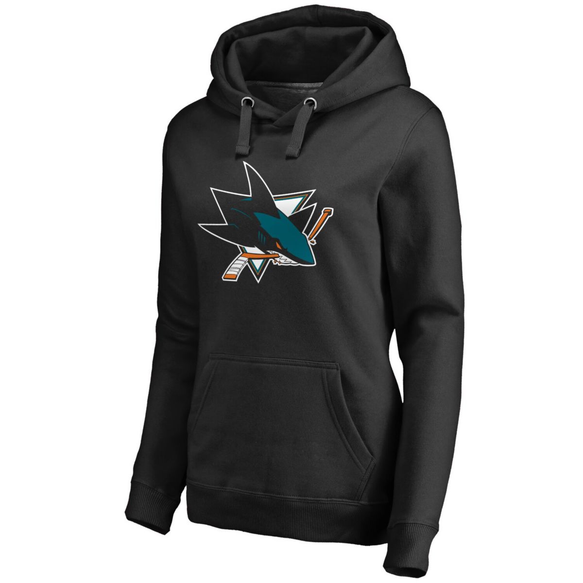 Women's Black San Jose Sharks Primary Logo Fleece Pullover Hoodie Fanatics