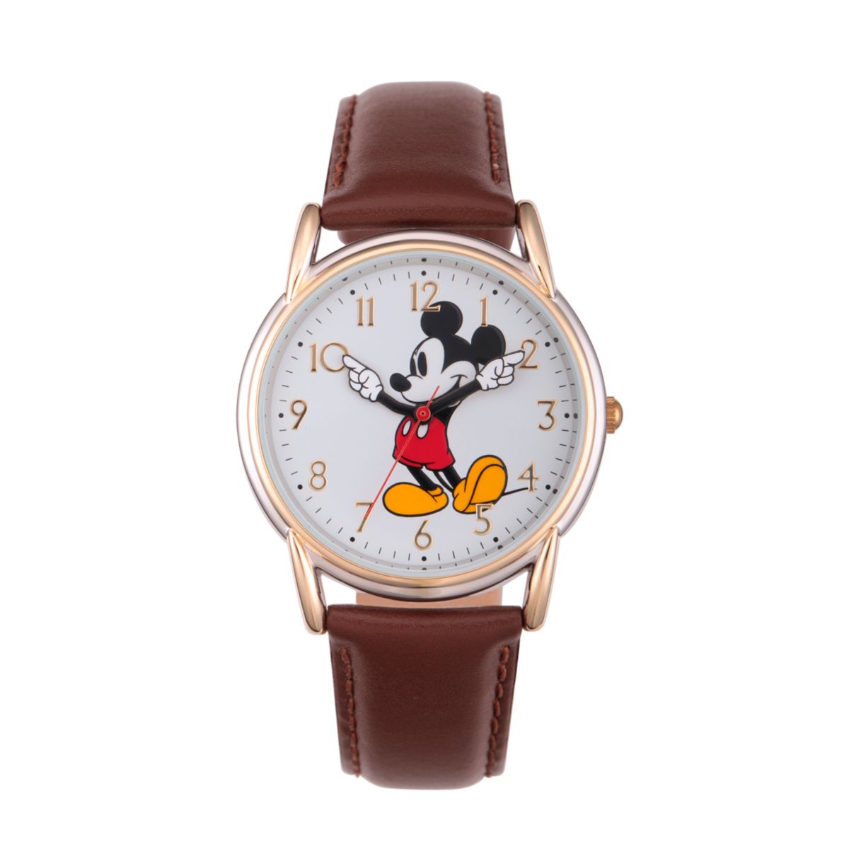 Коричневые классические женские часы Disney's Mickey Mouse Licensed Character