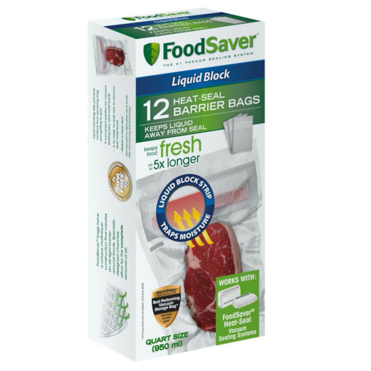 Вакуумные пакеты с жидкостным барьером, 12 шт, для маринадов и мяса FoodSaver