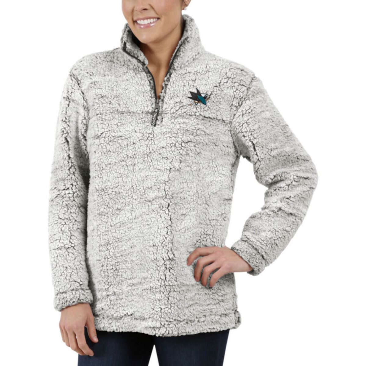 Женская Толстовка G-III 4Her by Carl Banks San Jose Sharks Sherpa Quarter-Zip Pullover In The Style