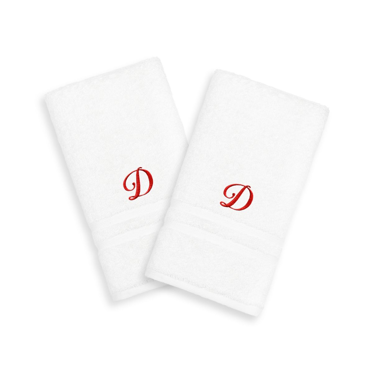 Linum Home Textiles Red Script Denzi Single Letter Полотенца для рук с монограммой, 2 упаковки Linum Home