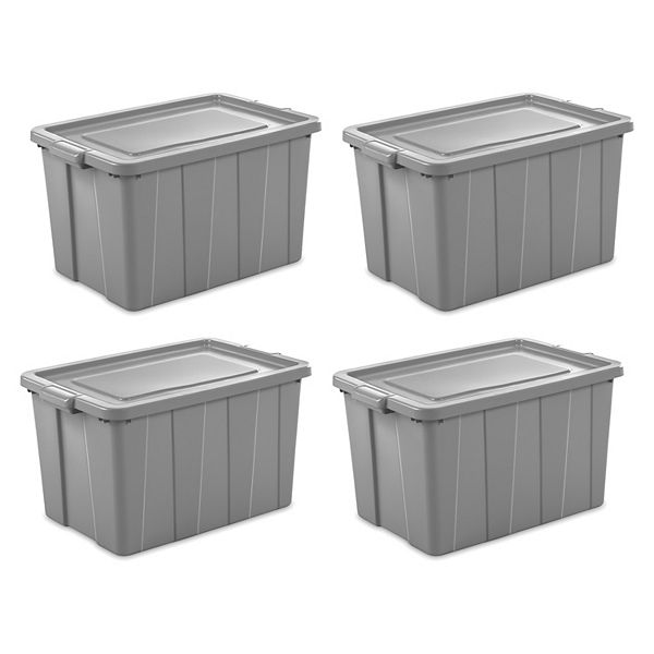 Sterilite Tuff1 30 Gallon Plastic Storage Tote Container Bin w/ Lid (4 Pack) Sterilite