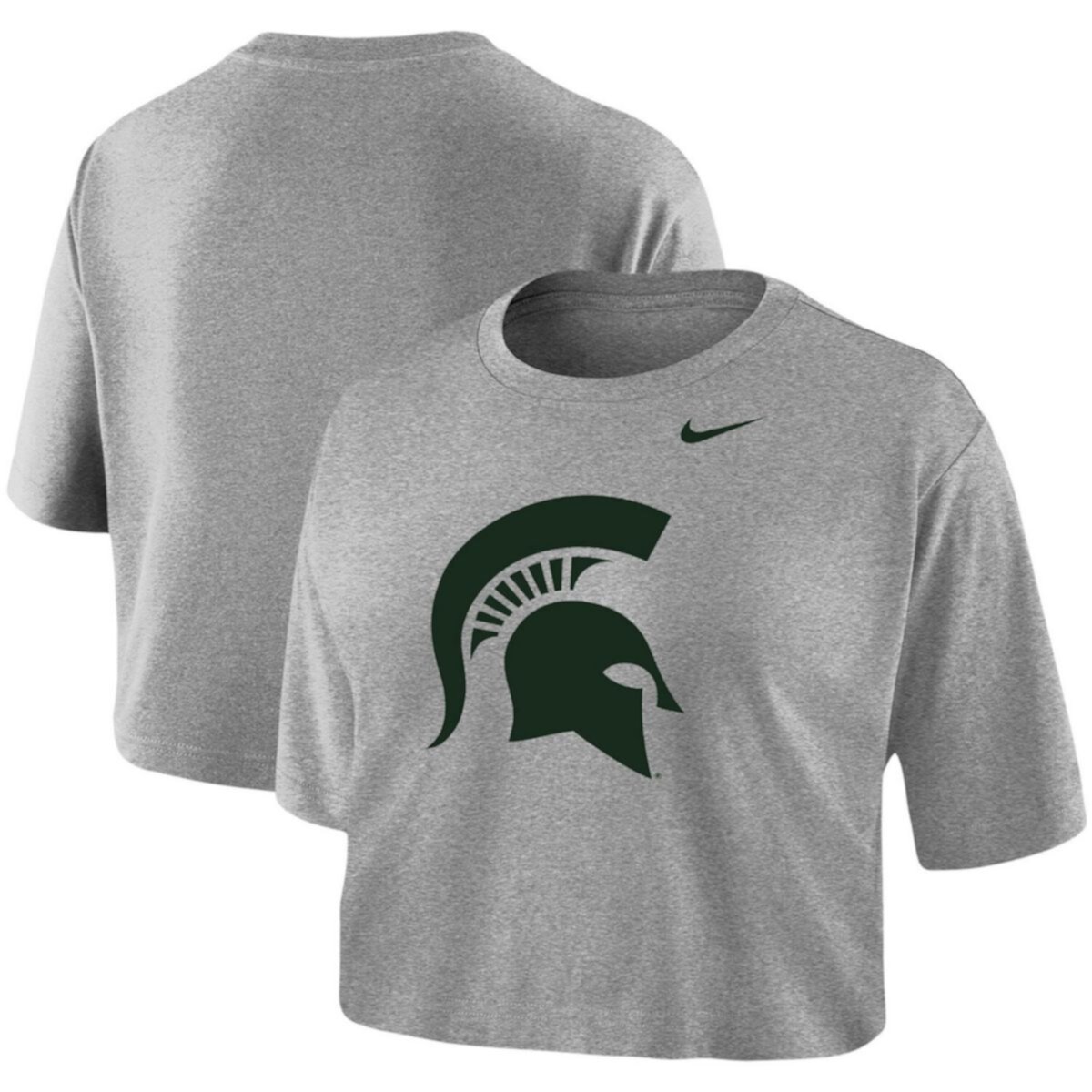 Серая укороченная футболка для женщин Nike с логотипом Michigan State Spartans Nitro USA